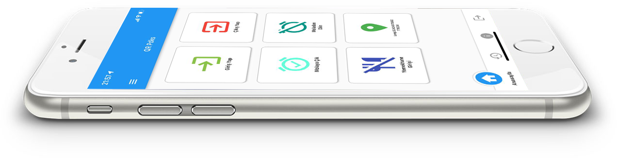 QR PDKS iPhone ekranında giriş çıkış, mola ve yemekhane işlemleri